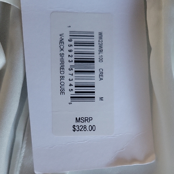 FRAME Women's Shirred Ivory Blouse NWT Size M - Picture 6 of 13